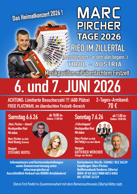 Marc Pircher - Tage 2026 im Zillertal - Tirol - Österreich
